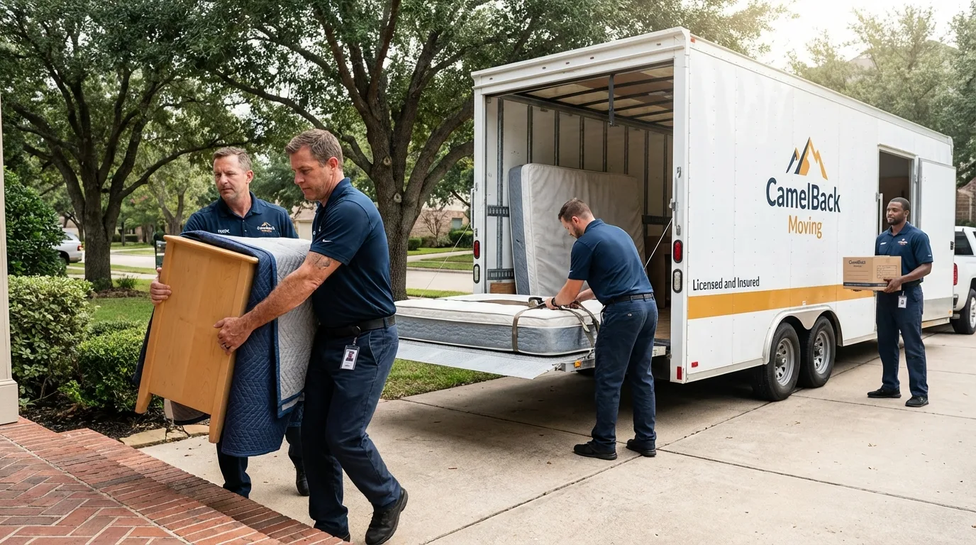 Crew loading residential truck for cross-state move from Lincoln, KS